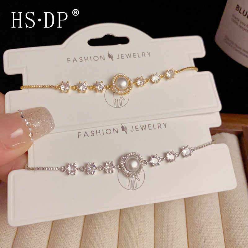 小众时尚设计感锆石缠绕珍珠手链女轻奢高级百搭手饰品批发