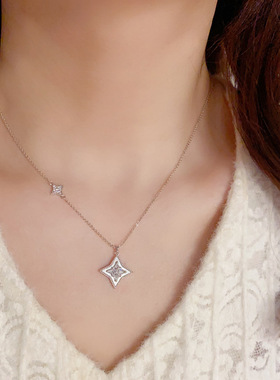 韩式时尚设计感贝壳锆石芒星项链网红个性百搭轻奢气质锁骨链配饰
