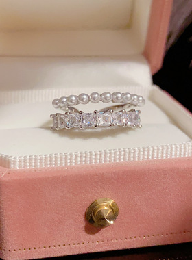 高级感轻奢精致锆石小米珠戒指气质时尚简约小众设计超闪甜美指环