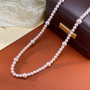 亚马逊跨境时尚温柔百搭双层珍珠几何吊坠项链气质轻奢锁骨链配饰