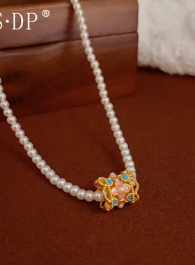 小众轻奢高级感滴油镂空万花筒珍珠项链女气质时尚百搭锁骨链批发