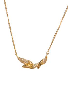 小众时尚百搭锆石树叶项链气质轻奢简约独特设计感超闪锁骨链批发