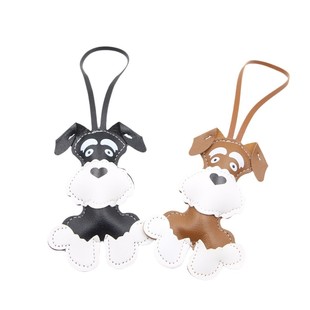 雪纳瑞印花挂绳包包挂件雪瑞犬皮革背包挂饰服装手机钱包挂坠配件