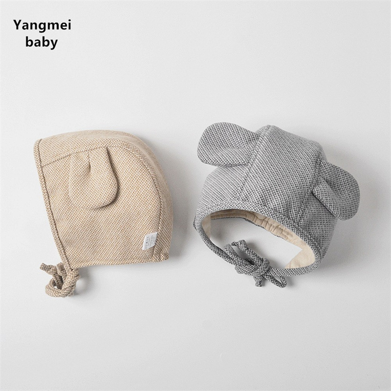 moinmlon秋冬婴幼儿韩版新款儿童保暖护耳帽宝宝可爱双耳防风帽