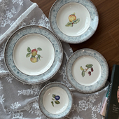 中古风田园樱桃浆果牛排陶瓷西餐盘蓝莓饭碗早餐碟深盘高温釉下彩