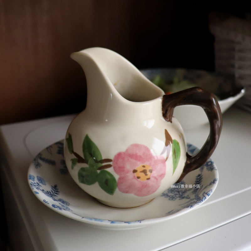 奶壶手冲壶水杯复古立体花朵杯