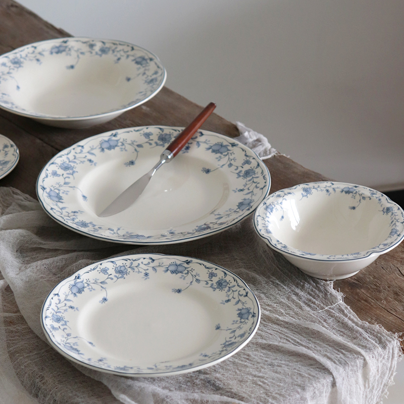 陶瓷平盘深盘圆形小清新西餐厅