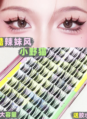 梦鹿甜酷小野猫超自然分段式单簇朵毛新手上镜睫浓密梦露假睫毛女