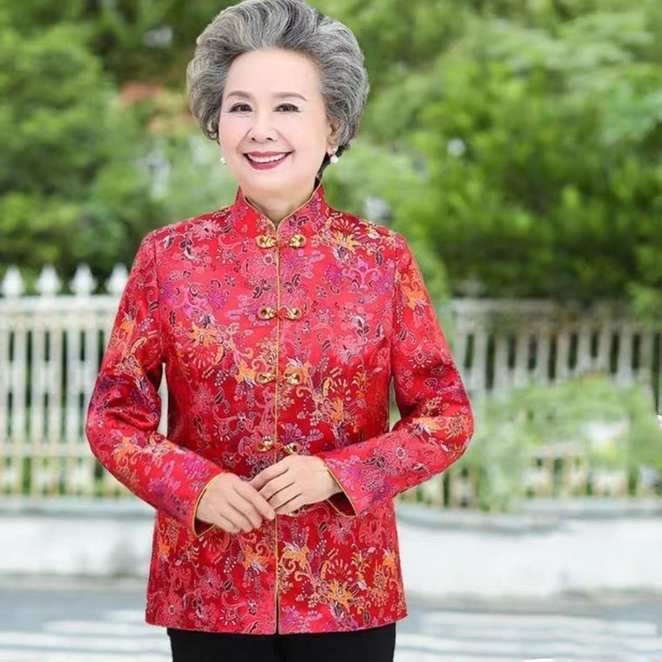 中老年人唐装外套女春秋加棉上衣奶奶装老人喜庆生日寿宴妈妈衣服