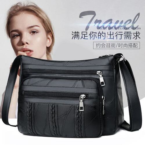 秋冬新款女士单肩包年女包妈妈包多层斜挎包收钱包软皮买菜小包