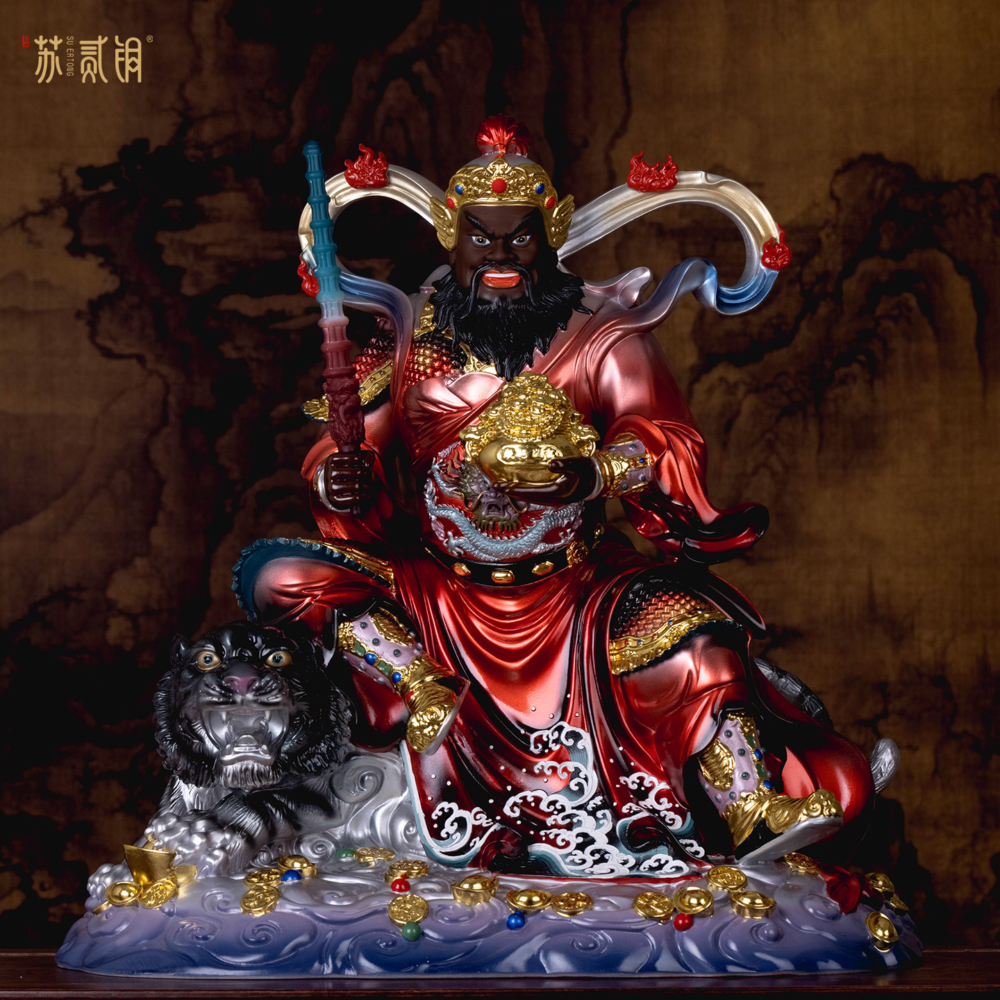 武财神赵公明神像玄坛元帅骑虎武财神赵元帅佛堂家用客厅店铺摆件,家居饰品,装饰摆件,淘宝优惠券,粉丝福利购,淘宝优惠卷