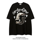 UxnStudio Оригинальный японский ретро -веселый мультфильм личность короткие грейпфрут мужчины и женщины летняя пара уличная хип -хоп t 侐