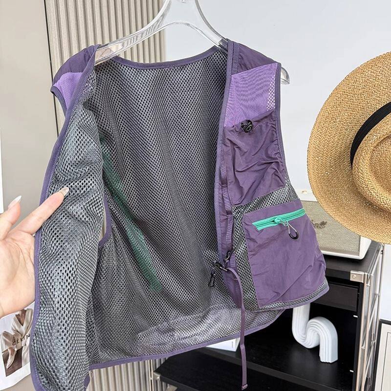 户外山系夏季休闲马甲男女同款撞色拼接背心机能风轻量化工装坎肩