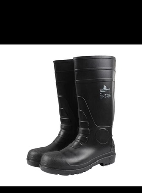 代尔塔 301407 PVC高帮防水防滑安全靴防砸防穿刺防酸碱劳保胶鞋