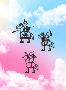 车贴 卡通动漫弓箭刀枪骑兵个性搞笑汽车贴纸电脑摩托车车窗贴纸