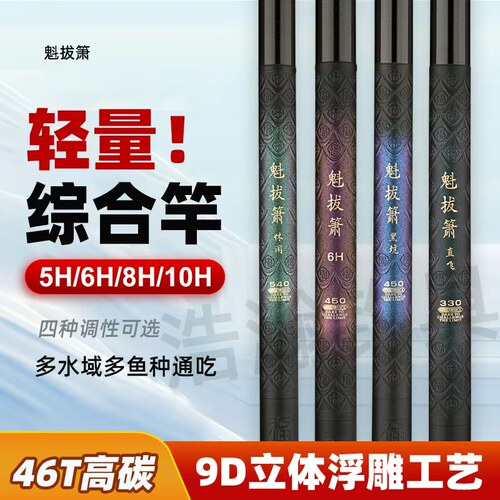 2025新款9D浮雕5h6h8h10h超轻超硬长节杆台钓竿竞技竿鲤竿大物竿