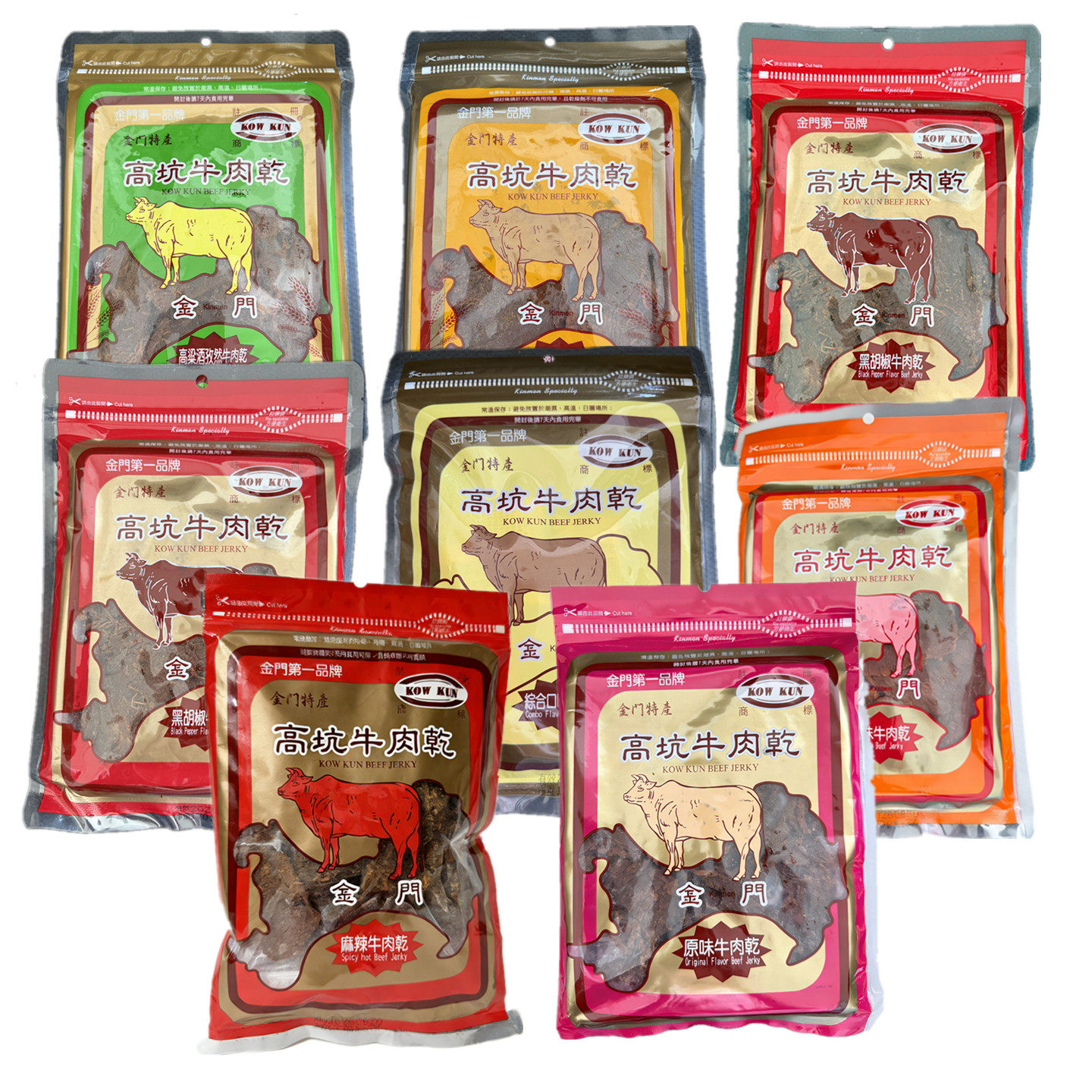 台湾原装 金门特产高坑牛肉干170g原味孜然黑胡椒辣味手撕牛肉干