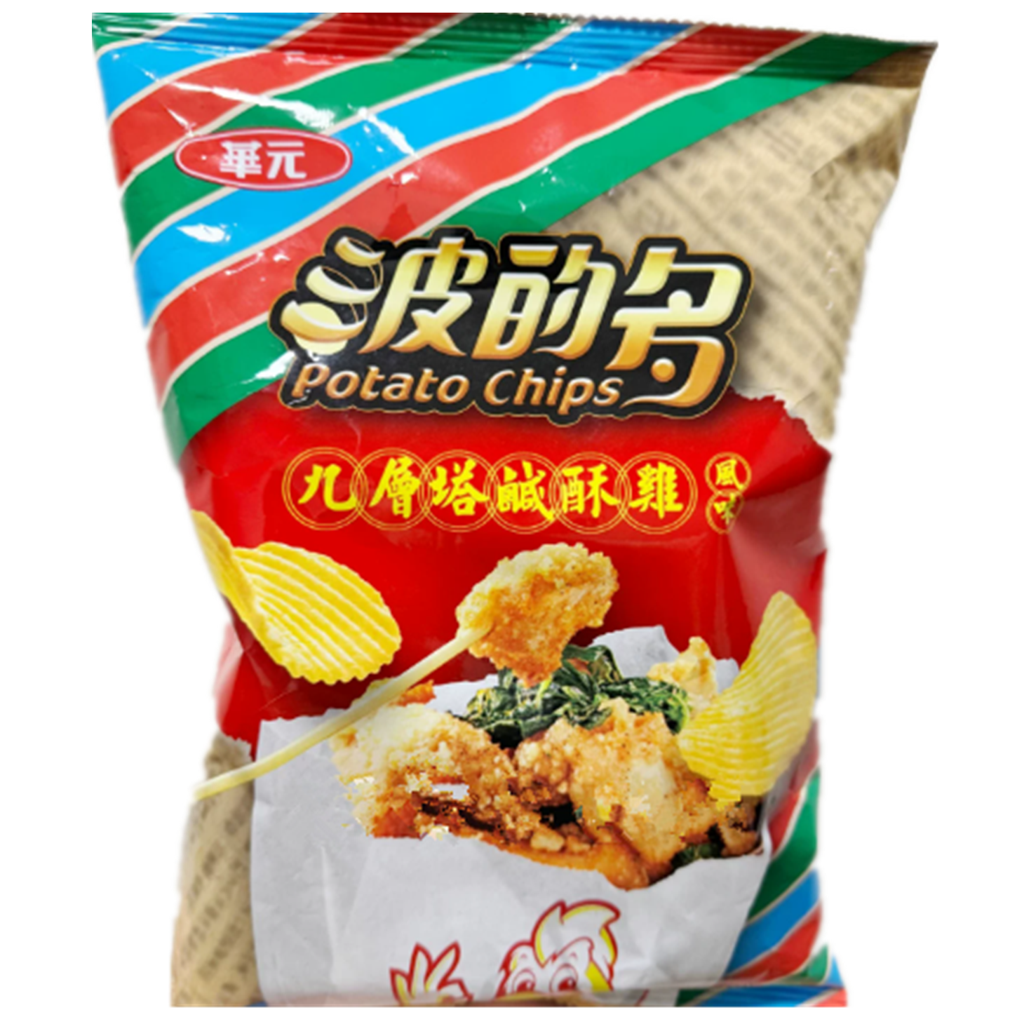 台湾华元波的多洋芋片九层塔咸酥鸡薯片风味零食73g
