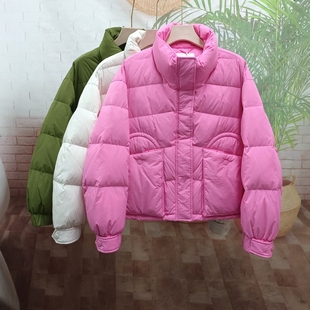 2025年冬季时尚新款轻奢立领宽松90白鸭绒羽绒服短款小个子外套女