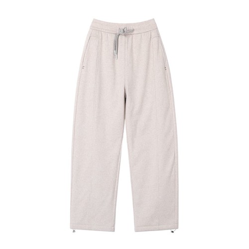 升级御寒休闲保暖羊毛弯刀鹅绒裤女冬新款纯色百搭抽绳直筒羽绒裤