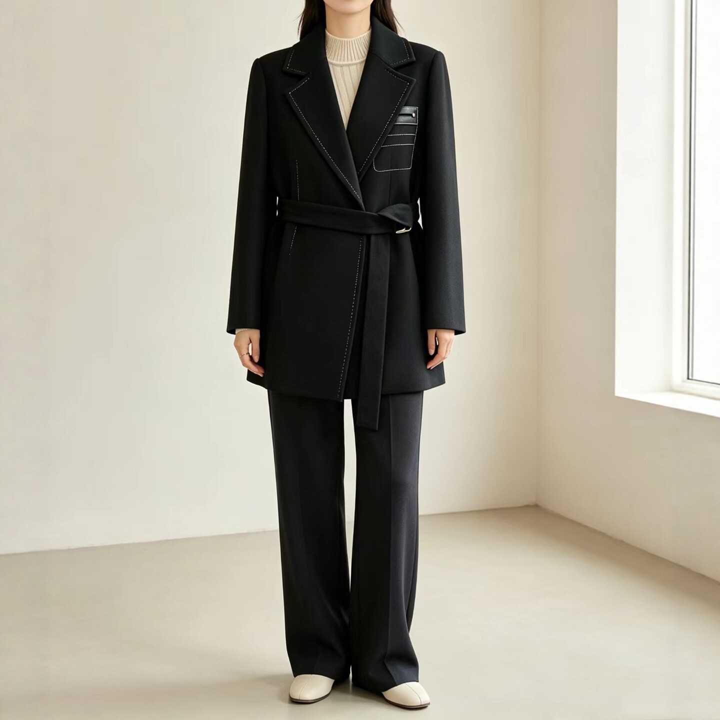双面羊绒大衣女小个子2026年秋季特惠中长款精纺羊毛西装外套女潮