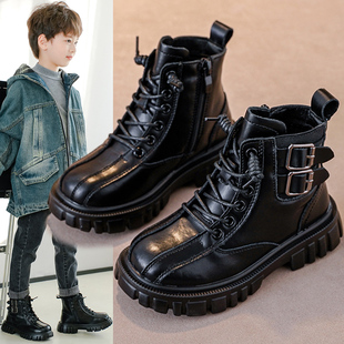 男童马丁靴2025春秋新款中大童皮鞋儿童靴子男孩短靴高帮防水单靴