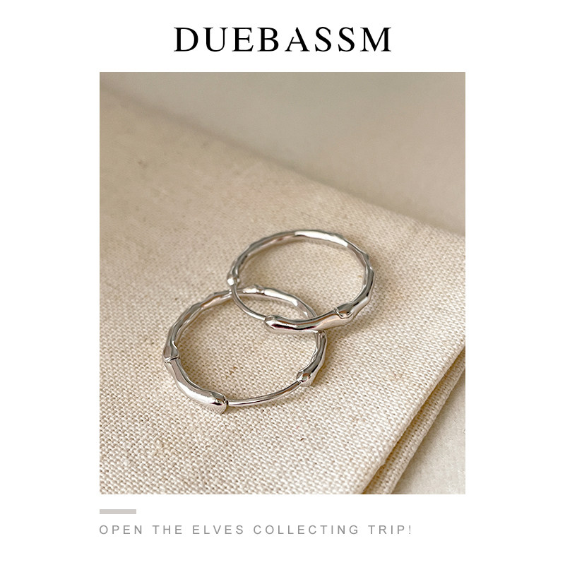 duebassm简约纯银女素圈耳环
