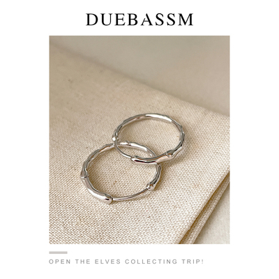 duebassm简约纯银女素圈耳环
