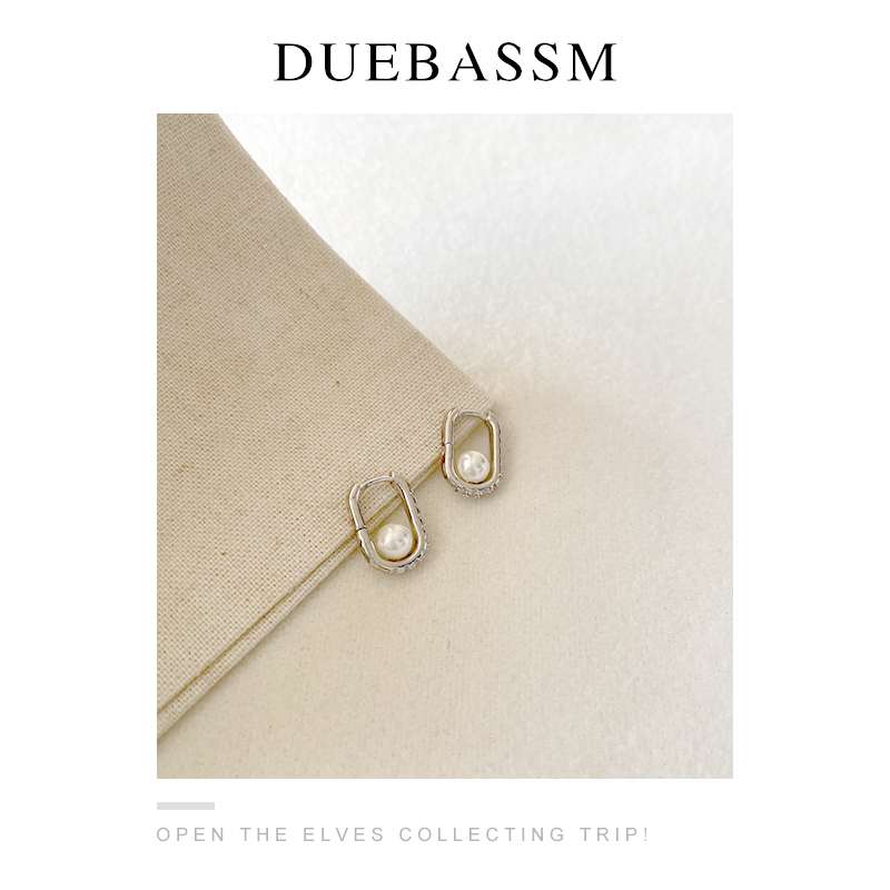 DUEBASSM简约纯银女珍珠气质耳环