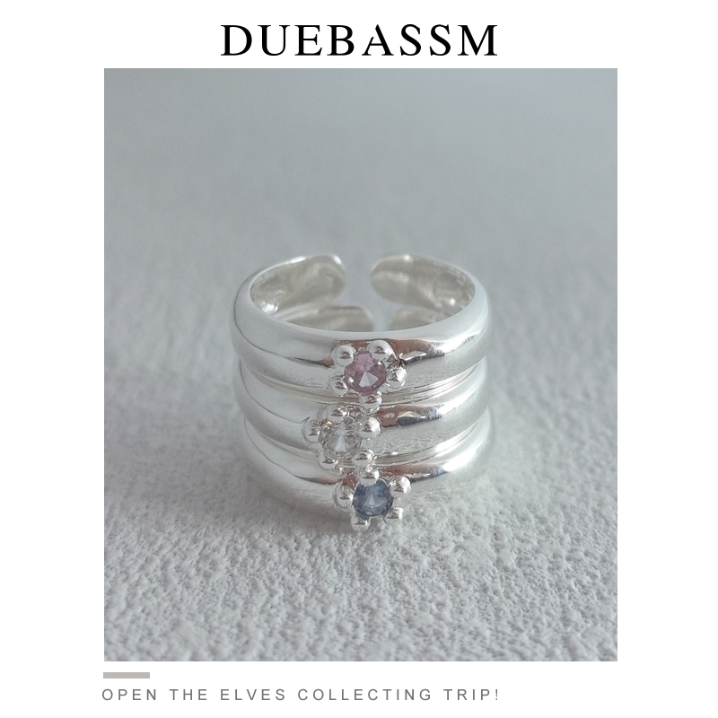 DUEBASSM原创设计戒指通体S925纯银小众设计高级轻奢食指镶嵌钻戒