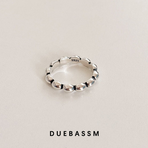 DUEBASSMS925银椭圆珠子戒指女