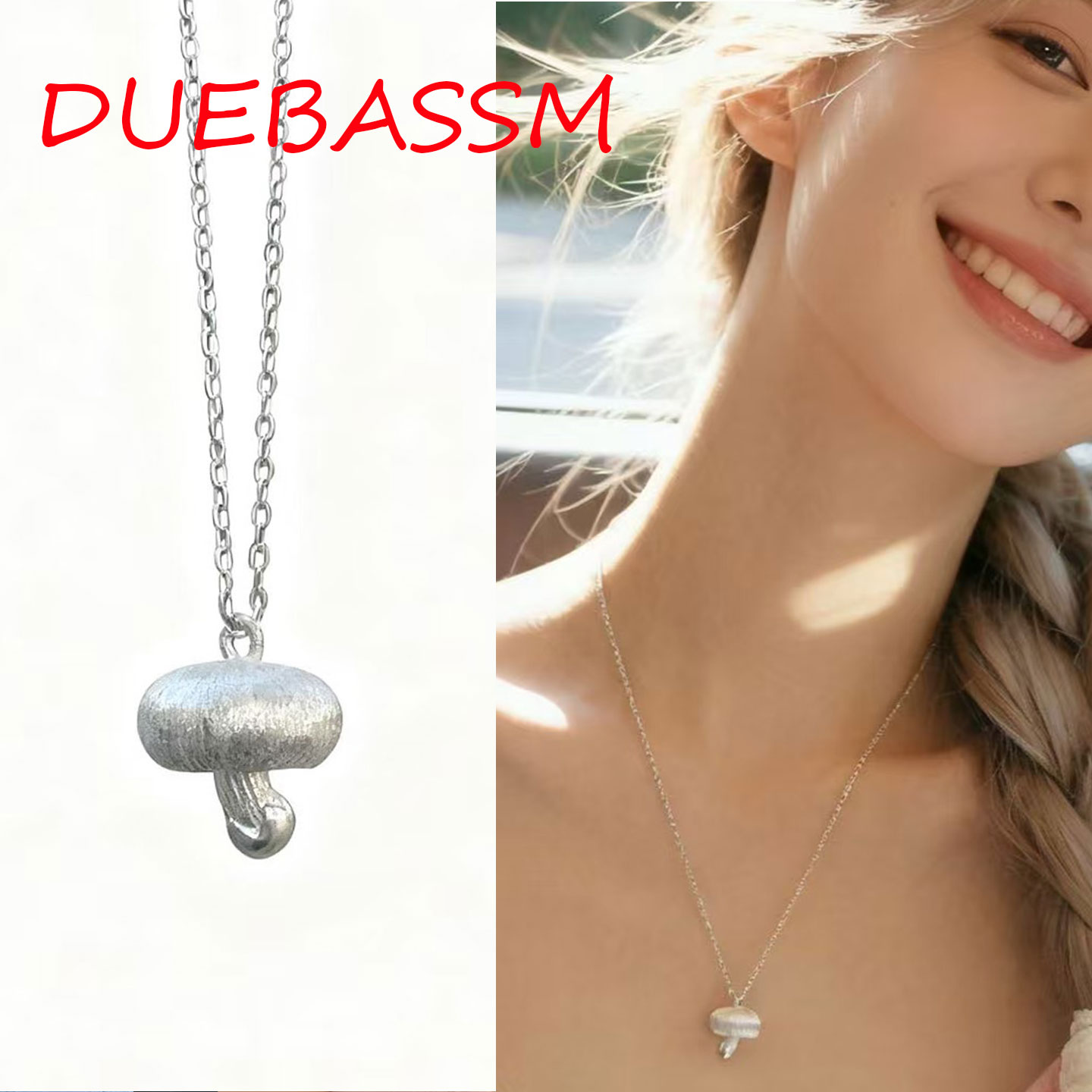 通体纯银蘑菇项链小众古法毛衣链