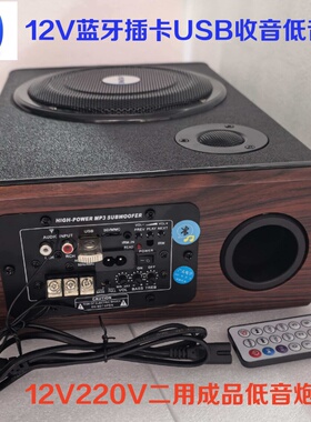 12V220V蓝牙插卡USB收音汽车音响低音炮8寸大功率有源车载音箱