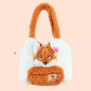尼克狐狸手提单肩包包毛绒公仔儿童冬天卡通大容量男孩女生礼物