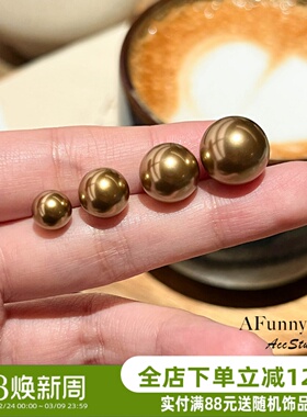 珠光曲｜AFunnyStory经典珍珠简约气质百搭日常摩卡金棕耳钉耳夹