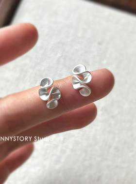 「奶油派」A Funny Story简约小众花边裙摆气质耳钉蚊香盘耳夹女