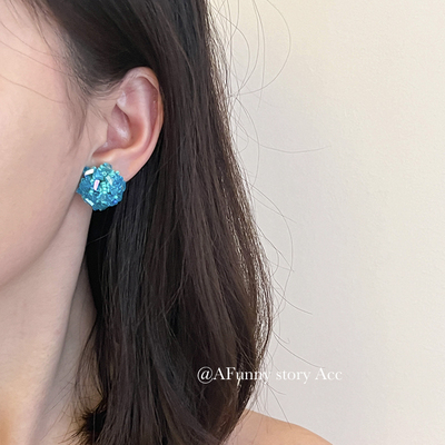 春夏显白蓝色无痛耳夹