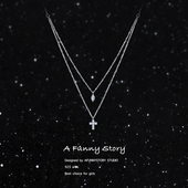 「mini十字架」A Funny Story小众百搭叠戴双层s925银锁骨链项链