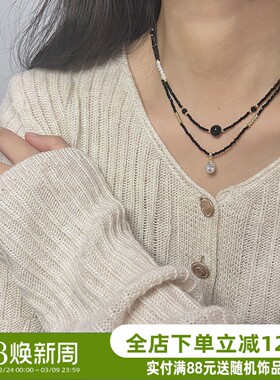 黑美人.A Funny Story秋冬新款黑色系列高级小众毛衣链项链女