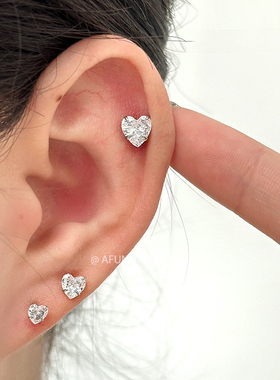 「璀璨」A Funny Story养耳洞999足银爱心耳钉洗睡免摘百搭耳钉