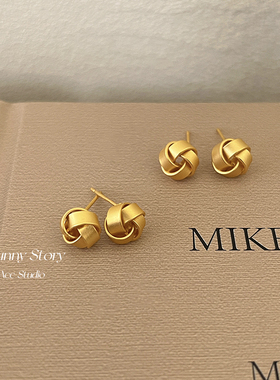 宁静风暴｜AFunnyStory金色小众百搭个性绳结气质镂空麻花耳钉