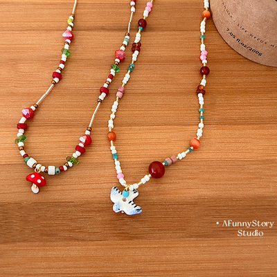 夏季多巴胺彩色项链锁骨链