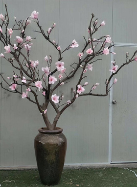 仿真玉兰花树落地桃树腊梅商场酒店干树枝枯树枝橱窗造景装饰花艺