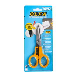 OLFA日本原装进口不锈钢剪刀SCS-1 2 3 4学生家用尖头小剪多用途工业用锯齿防滑精密剪刀手工剪纸刀拼布剪刀
