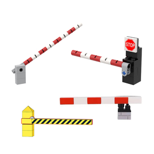 小颗粒积木交通栏杆玩具小区过道拦车铁路收费停车场升降杆道闸门