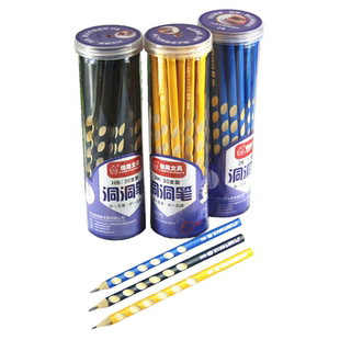 佳美洞洞铅笔HB/2H/2B学生书写作业奥特曼儿童硬笔书法用笔三角杆大洞洞正姿幼儿园练字铅笔雪松原木桶装