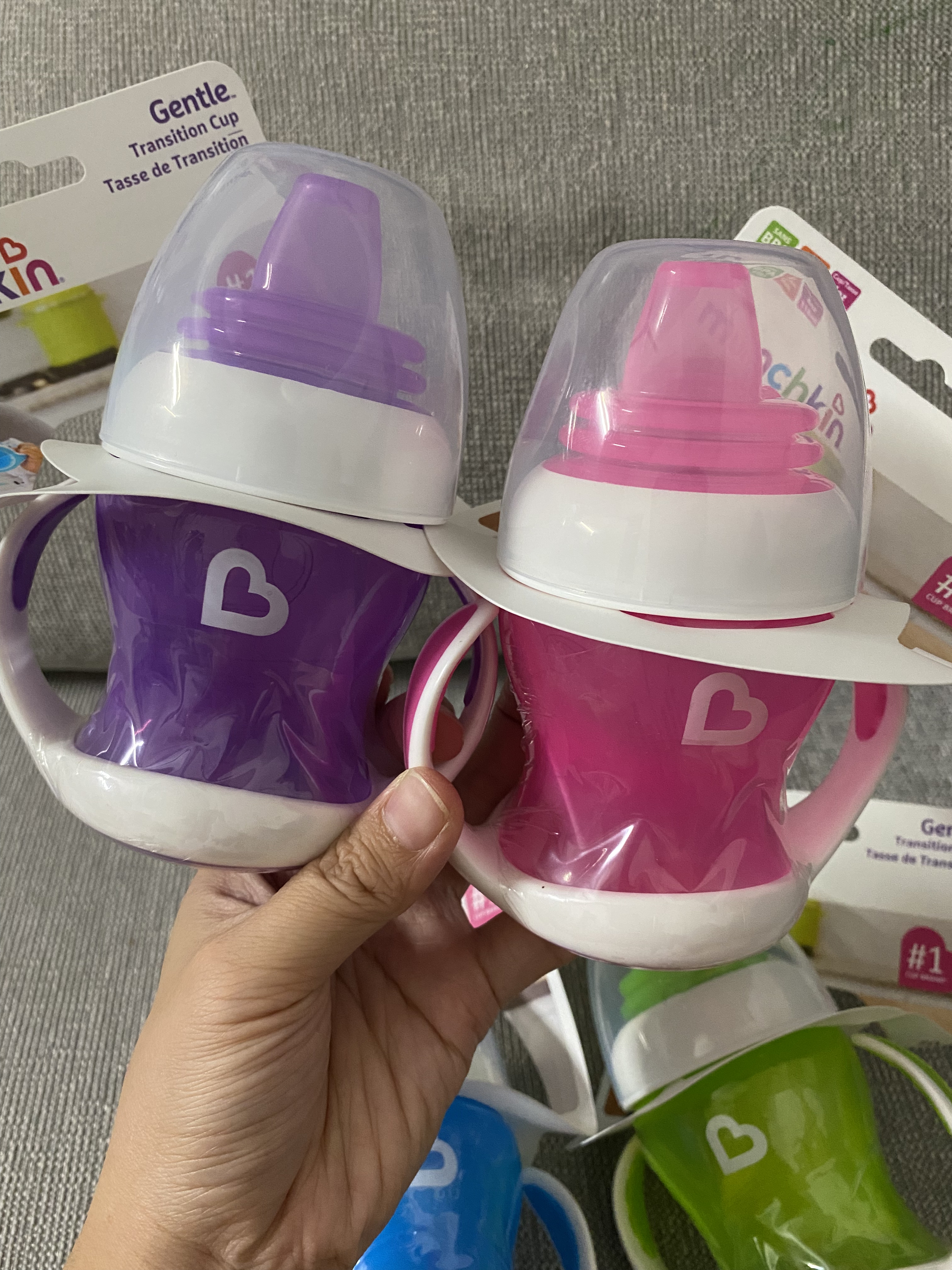 美国Munchkin麦肯奇手柄刻度防漏鸭嘴杯子婴幼儿童学饮杯宝宝水杯