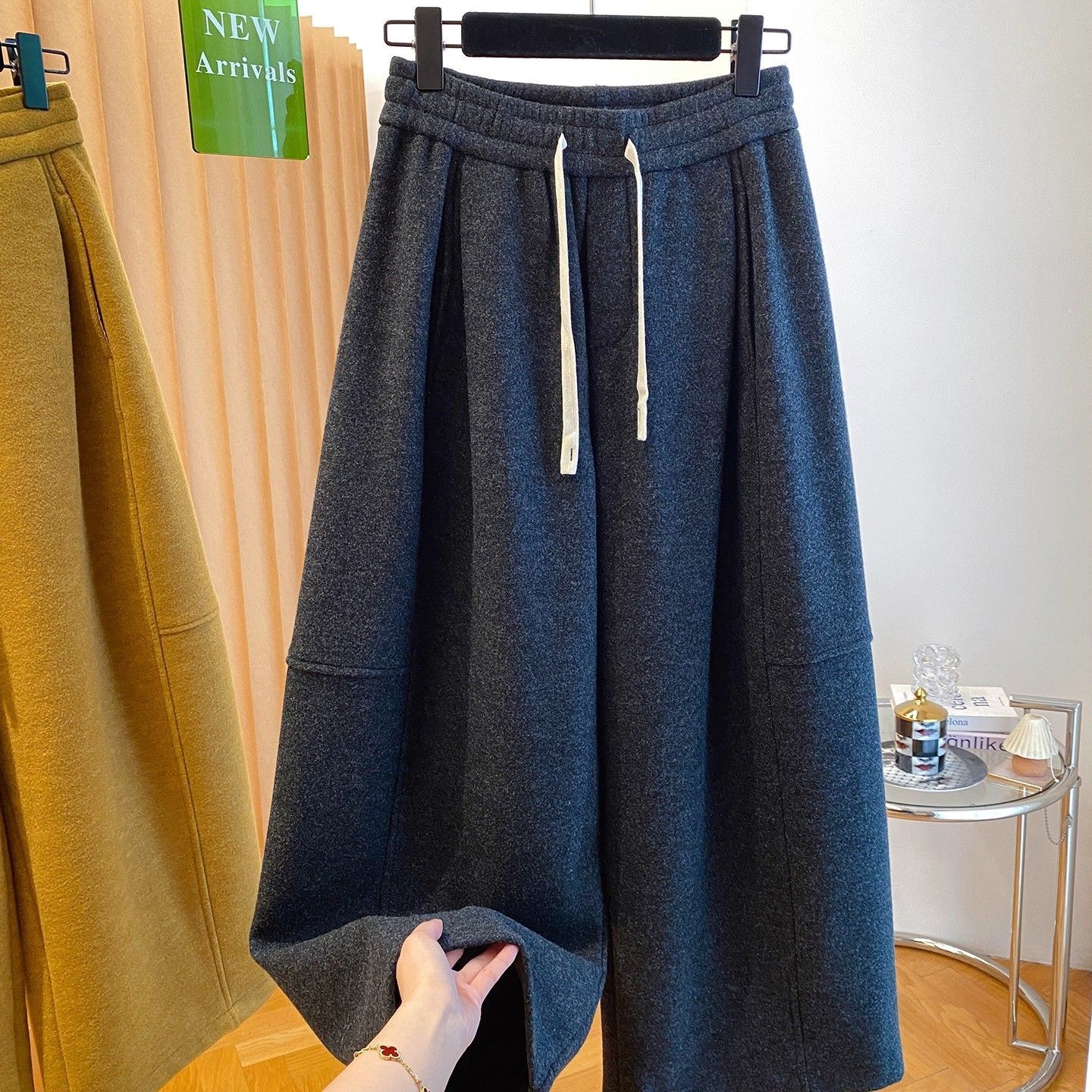 韩系学院风宽松显瘦阔腿九分裤女胖mm大码300斤秋冬休闲风裤子潮