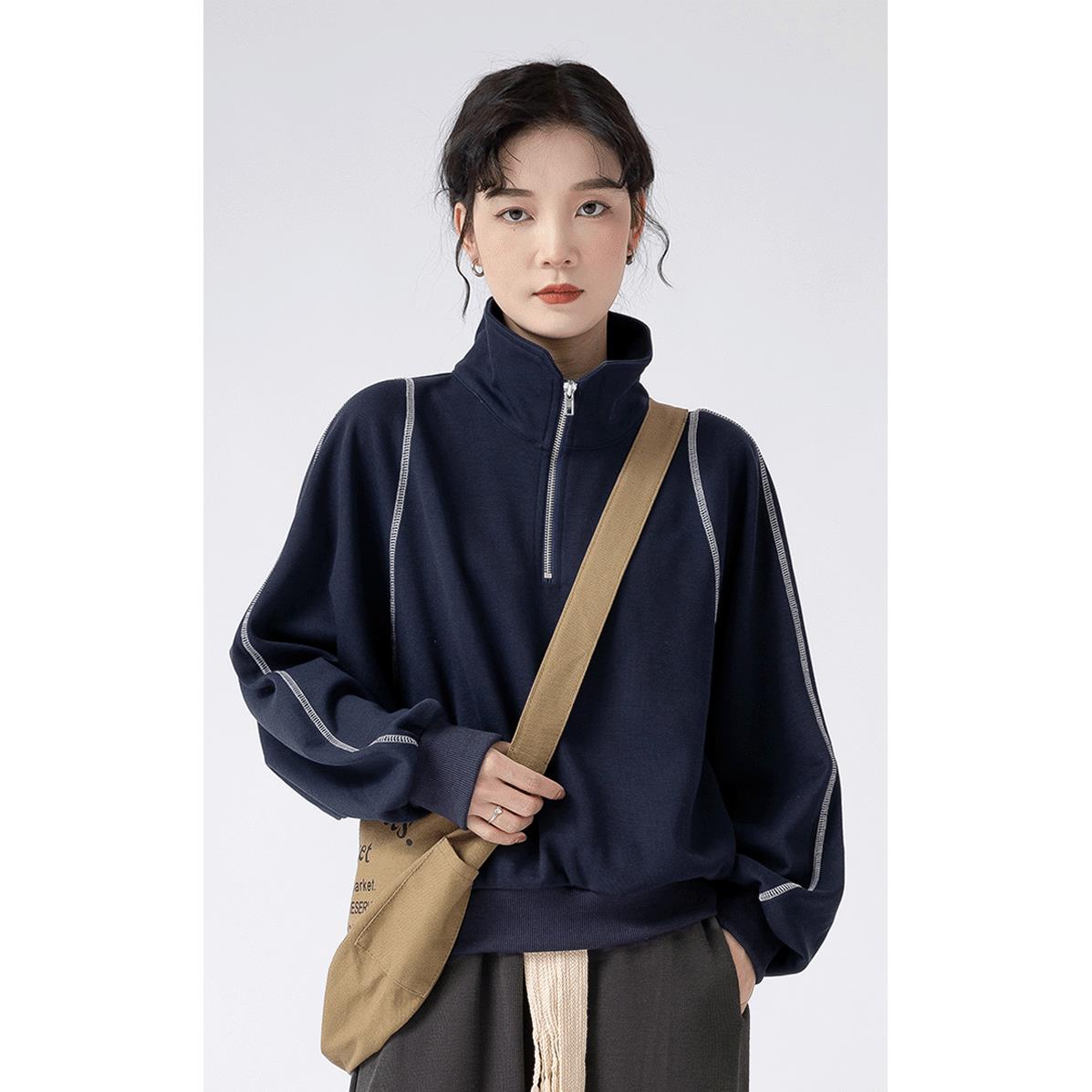 微胖80-300斤大码设计感小众别致无帽长袖卫衣休闲显瘦时尚上衣女