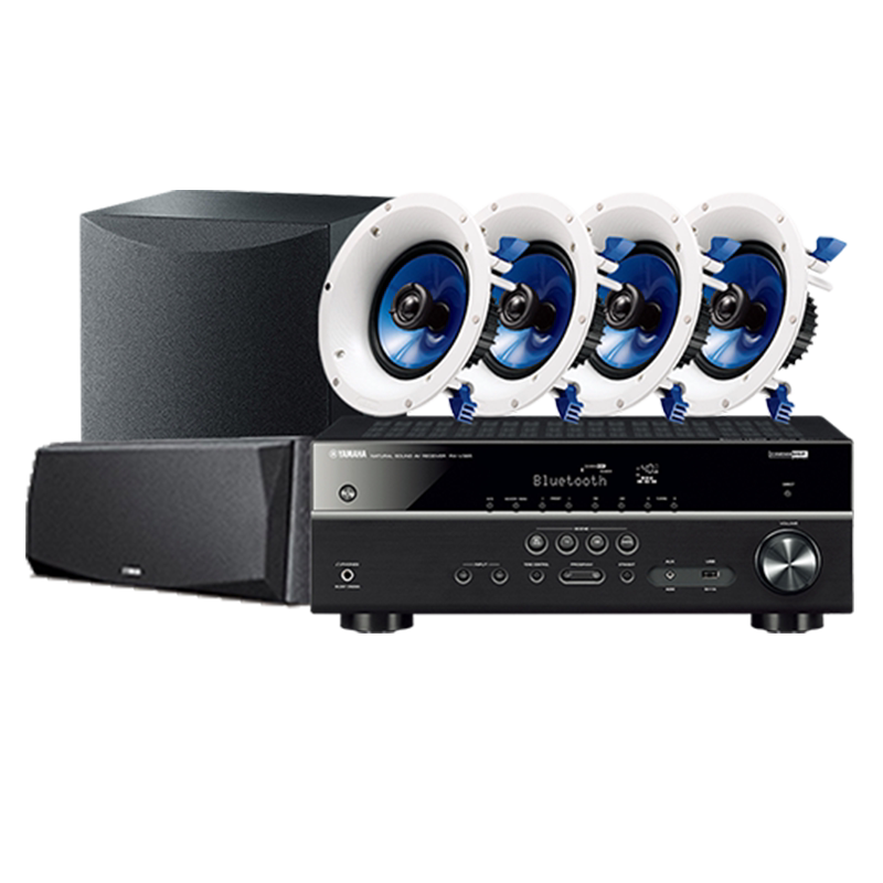 雅马哈/YAMAHA RX-V385+IC600 家庭影院5.1嵌入式吸顶音箱套装